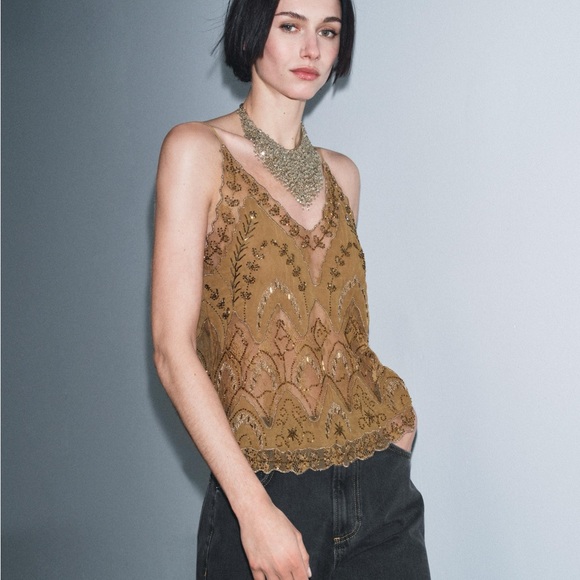 ZARA BEADED EMBROIDERED TOP ZW COLLECTION LIMITED EDITION - Picture 2 of 15